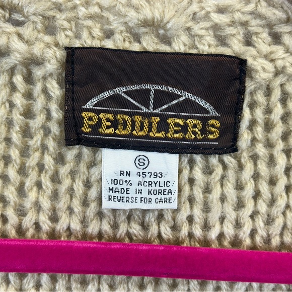 Peddlers Size S Vintage 70s Sweater Vest Cable Knit Button Up Cottagecore Granny - Picture 5 of 9